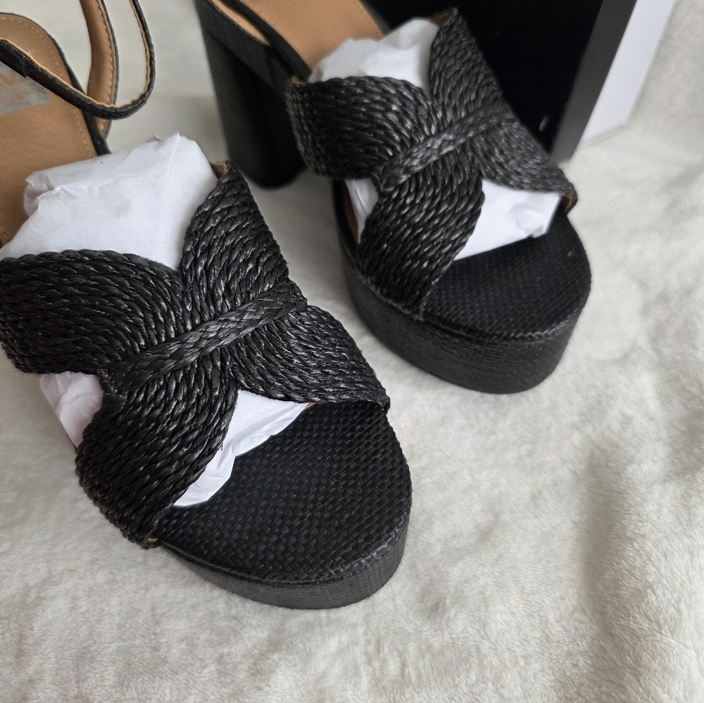 Dolce Vita Platform Woven Sandal Block Heels Womens 9.5 NIB Gothic Chic Boho - Picture 2 of 7